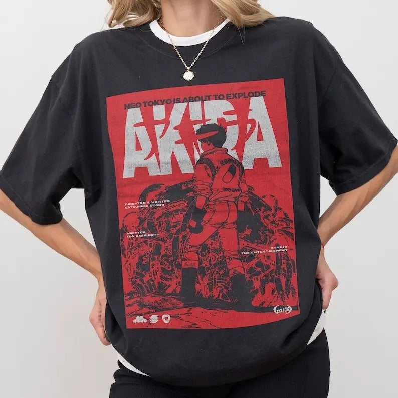 Akira T-Shirt, Anime Movie Gift Shirt, Vintage Retro 80s Manga Japanese Neo Tokyo Red Graphic Tshirt, Cyberpunk Akira Anime Lover Gift