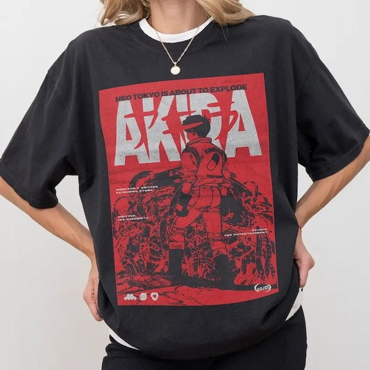 Akira T-Shirt, Anime Movie Gift Shirt, Vintage Retro 80s Manga Japanese Neo Tokyo Red Graphic Tshirt, Cyberpunk Akira Anime Lover Gift