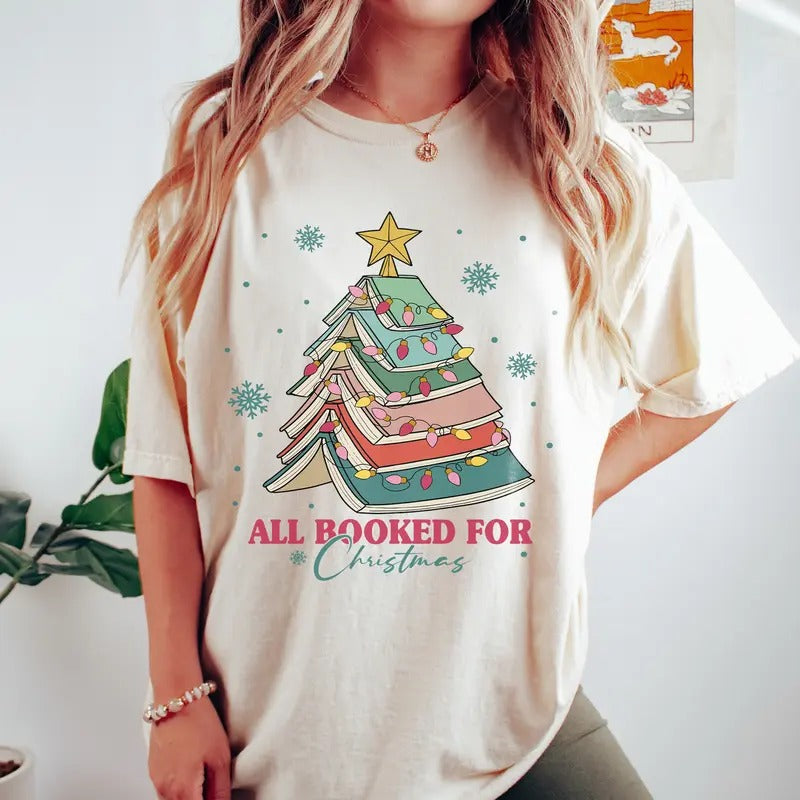 All Booked For Christmas Shirt, Fourth Wing Christmas Tree Shirt, Books Christmas Sweatshirt, Christmas Schedule Shirt, Christmas Book Tree Hoodie, Christmas Gift For Book Lover