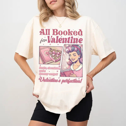 All Booked for Valentines Comfort Colors Shirt, Teacher Valentine Shirt, Valentine's Day Tee, Book Lover T-Shirt, Bookish Gift