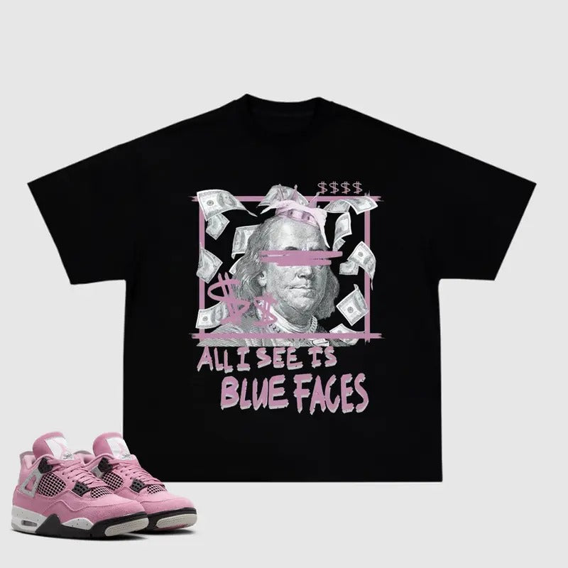 All I See Is Blue Face Match 4 Orchid Neutral Sneakers Graphic Tee, Y2k Streetwear Unisex Cotton T-shirt