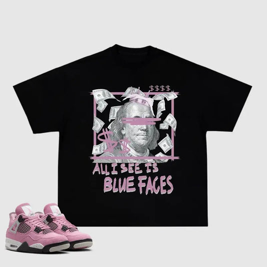 All I See Is Blue Face Match 4 Orchid Neutral Sneakers Graphic Tee, Y2k Streetwear Unisex Cotton T-shirt