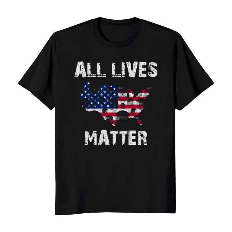 All Lives Matter US Flag Civil Rights Protest Men's T-Shirt Crewneck Casual