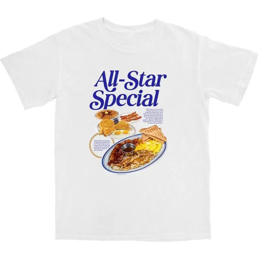 All-Star Breakfast Cotton Funny Casual Shortsleeve T-Shirt,  Funny Unisex Shirt