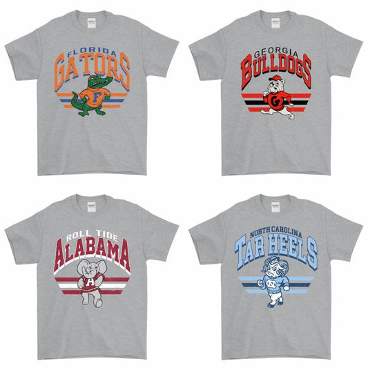 All Team College NCAA Vintage T-shirt, Color Sport Grey