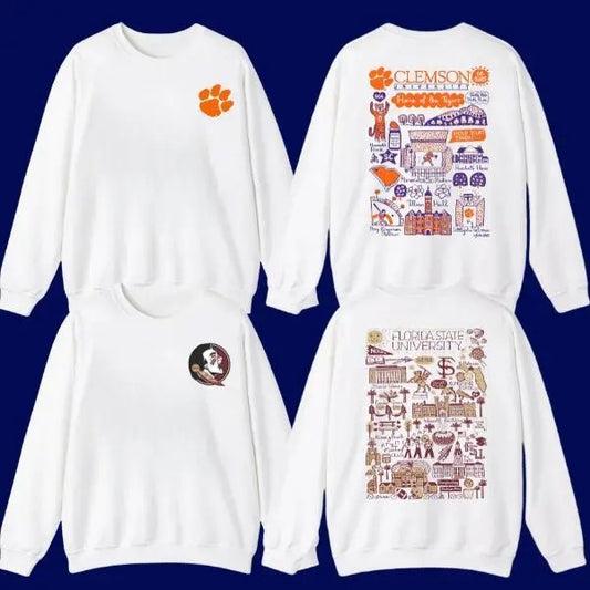 All Team Football NCAA White Sweatshirt, Unisex Sweatshirt 2 Sided, University Sweatshirt For Men For Women