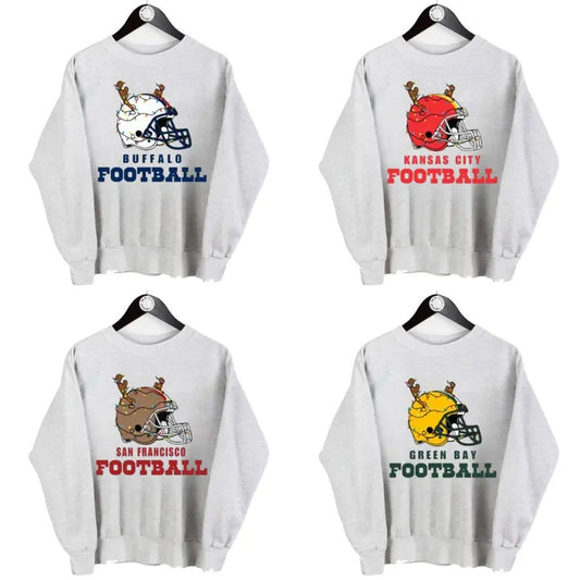 All Team Football x Christmas Edition Sweatshirt, Vintage Sport Grey Football Style Crewneck Christmas Sweatshirt
