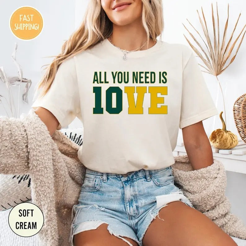 All You Need is Love Packers Shirt, Unisex Shirt-Gift For Her, All You Need Is Jordan Love Football Shirt, Gift For Her,Football Lover Shirt