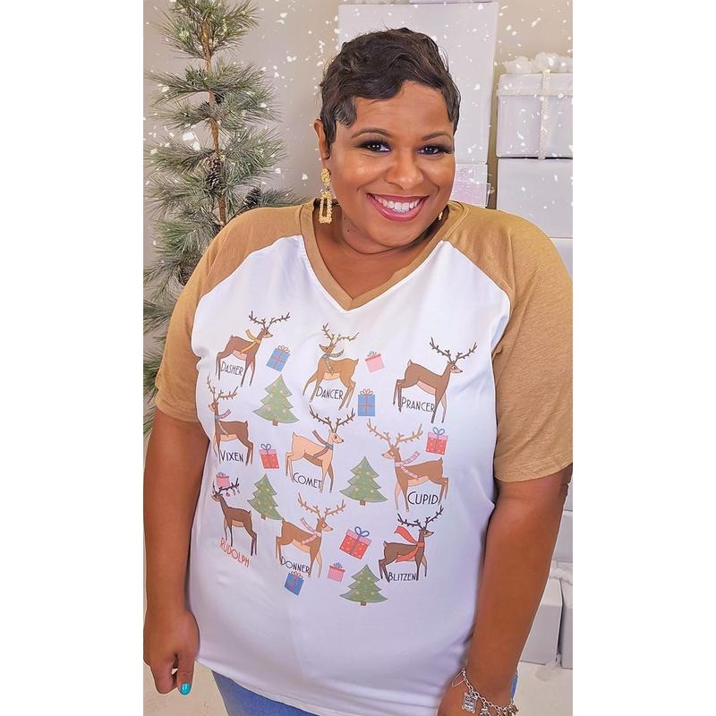 All the Reindeer Graphic V-Neck T-Shirts, Hoodie, Sweatshirt | DripVista.com