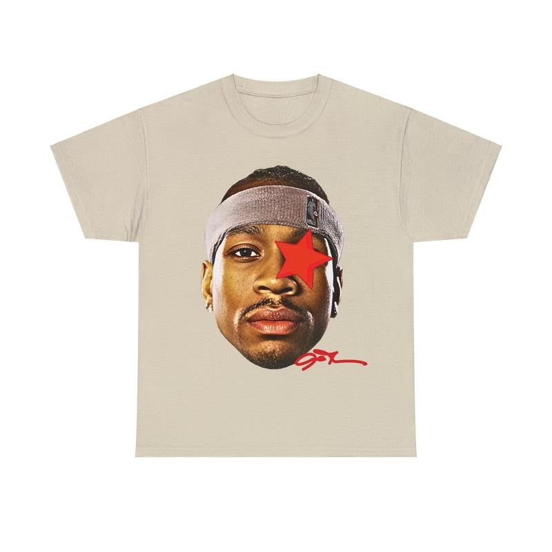 Allen Iverson Inspired Vintage Graphic T-shirt Heavy Cotton Tee Basketball Sreetwear 90s Styled Ai Shirt Hiphop Vibes Y2K Aesthetic Throwback Classic Casual Menswear Retro Top Comfy Day Oversized Smooth Underwear Man