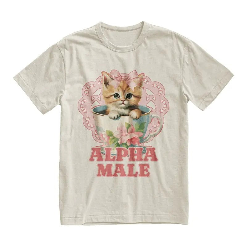 Alpha Male Funny Kitten Tshirt, Funny Cat Meme Shirt Cotton Menswear Hoodie, Sweatshirt | DripVista.com