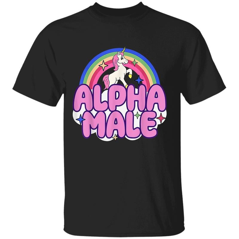 Alpha Male Unicorn T-Shirt, Funny Sarcastic Ironic Tee, Weird Y2K Humor Graphic Shirt, Quirky Meme Tee for Men Women...