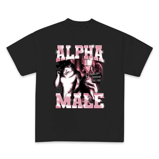 Alpha male shirt, Funny graphic tee, Wolf alpha male shirt, Pink graphic tee, Funny unisex t-shirt, Wolf graphic tee, Offensive shirt Menswear Top