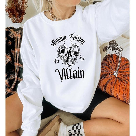 Always Falling For The Villain Sweatshirt, Smut Sweatshirt, Dark Romance Sweatshirt, Spicy Shirt, Booktok Sweatshirt, Romance Sweatshirt