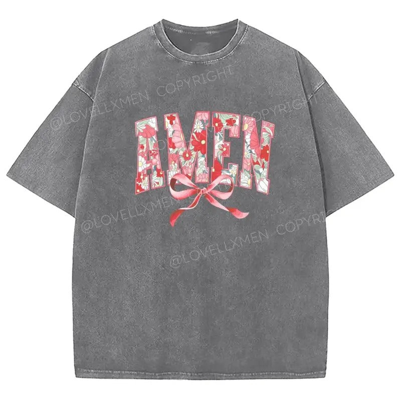Amen Washed T-Shirt, Christian Jesus  t shirts, Vintage 90s Graphic Tee Gift Cotton Top Womenswear, Mineral color Hoodie,...