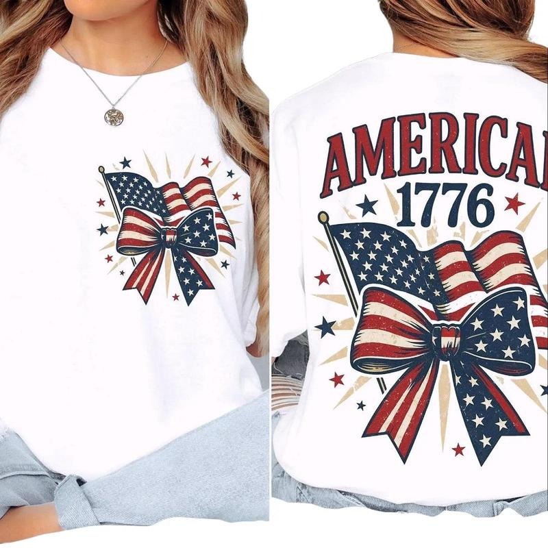 America 1776 shirt, 4th FOG July tee, Memorial Day T-Shirt, Graphic tee Pure Cotton Fabric Casual Streetstyle Crew Neck...