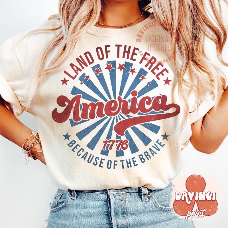 America Land Of The Free Because Of The Brave Fourth Of July 4th Of July Independence Day America Usa TK43GN T-Shirts,...