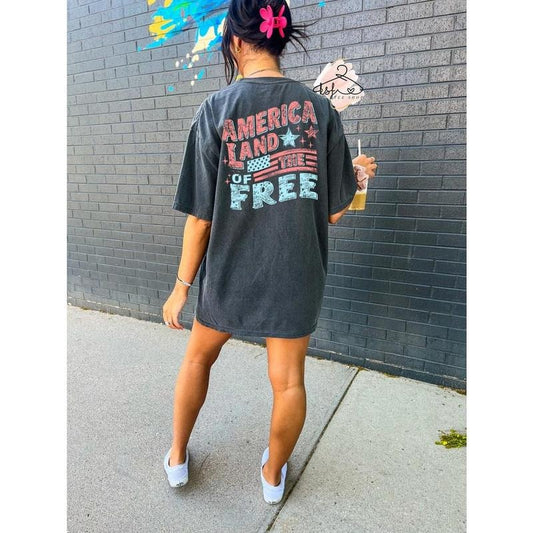 America Land of The Free T-shirt, Distressed America Shirt, USA Flag Shirt, Stars and Stripes Shirt, Fourth of July Gift