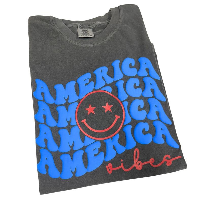 America Vibes Puff Comfort Colors T-Shirt Hoodie, Sweatshirt | DripVista.com