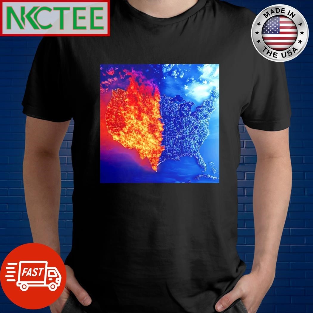 America half fire half cold paint shirt