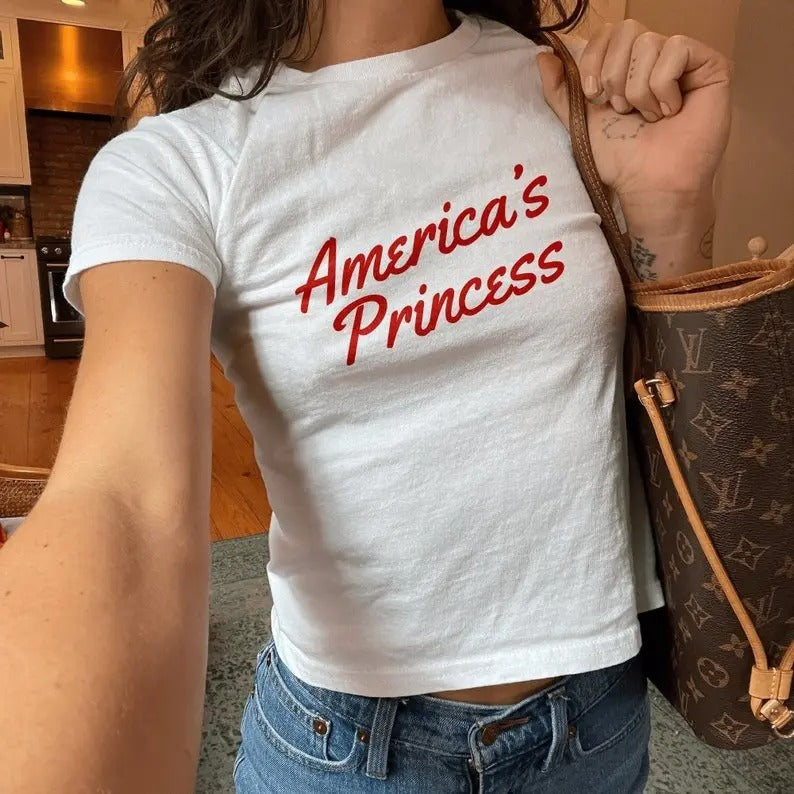 America's Princess Y2k Baby Tee Y2k Shirt Fourth Of July Shirt Trendy Baby Tee Funny Baby Tee Americana Coquette Baby Tee 90s Baby Tee Shirt