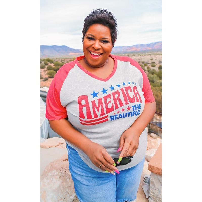 America the Beautiful V-Neck T-Shirts, Hoodie, Sweatshirt | DripVista.com