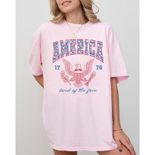 America, Land Of The Free, Eagle, 1776, USA, Independence Day, 4th Of July, Stars Stripes, Patriotic Tshirt, Women's, Comfort Colors Tee, Patriotic, Independence Day, Fourth of July, 4th of July, America, USA