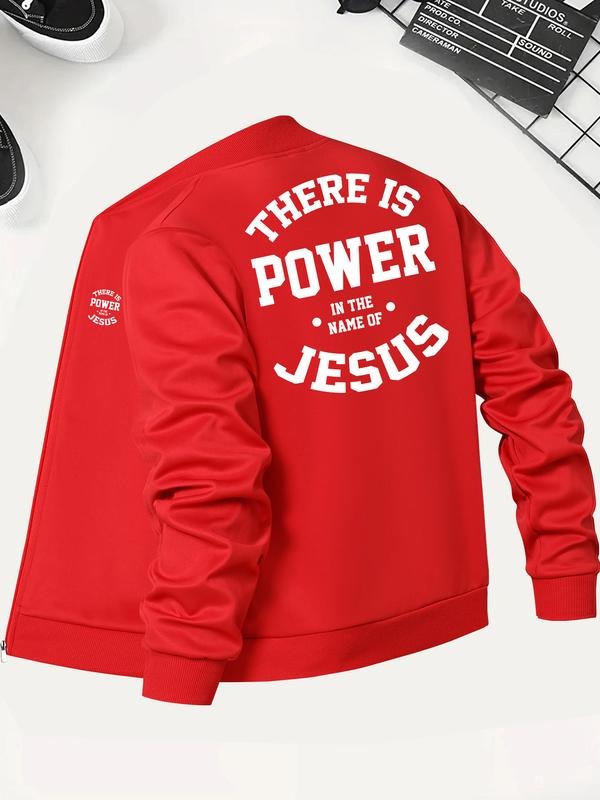 American "Power Jesus" letter print casual stand-up collar slim sweatshirt jacket men'WB shield clothing, spring Gunpla...