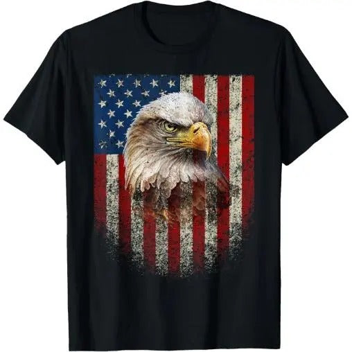 American Flag Bald Eagle Patriotic Red White Blue T-Shirt Made in USAstyle{n002}2