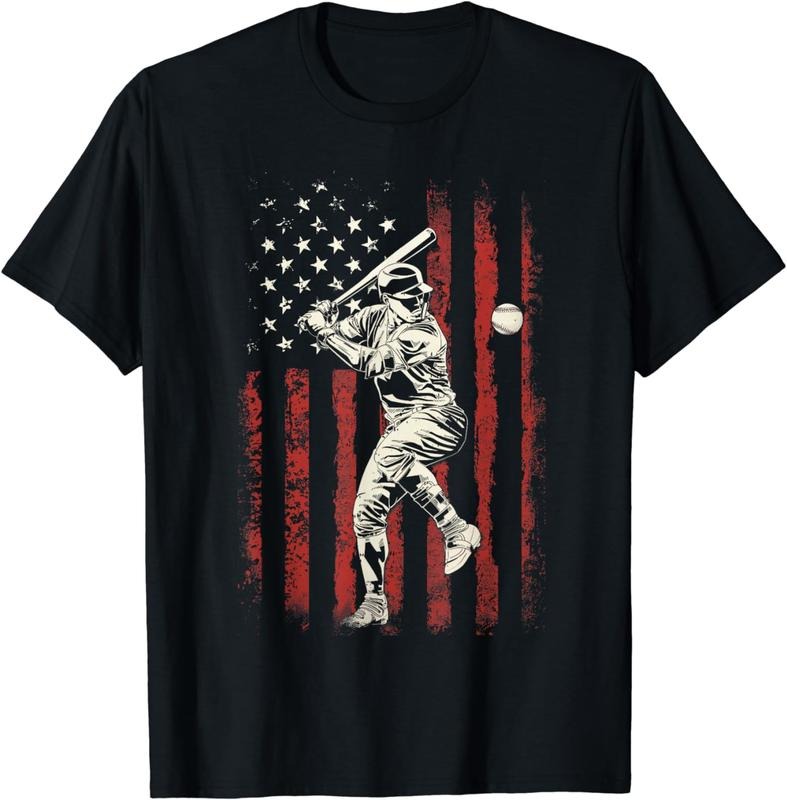 American Flag Baseball Team Gift for Men Boys T-Shirt Clothing Menswear Clothing Menswear Hoodie, Sweatshirt | DripVista.com