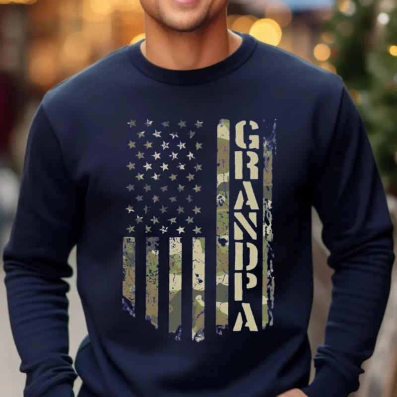 American Flag Camouflage Grandpa Shirt, Grandpa Hoodiee, Fathers Day Gift For Grandpa, Papa Sweatshirt, Unisex Crewneck...
