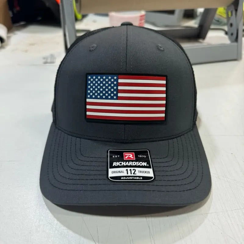 American Flag PVC Patch Hat. Flex Fit / Richardson / Flat Bills / Golf Hats T-Shirts, Hoodie, Sweatshirt | DripVista.com