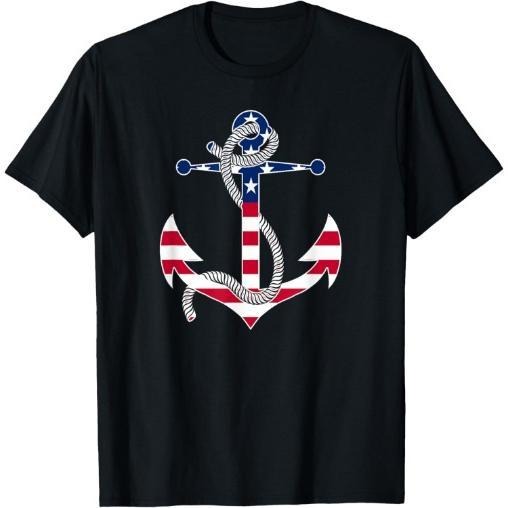 American Flag Patriotic Anchor - Memorial Day 4th Of July T-Shirt Made in USA Hoodie, Sweatshirt | DripVista.com