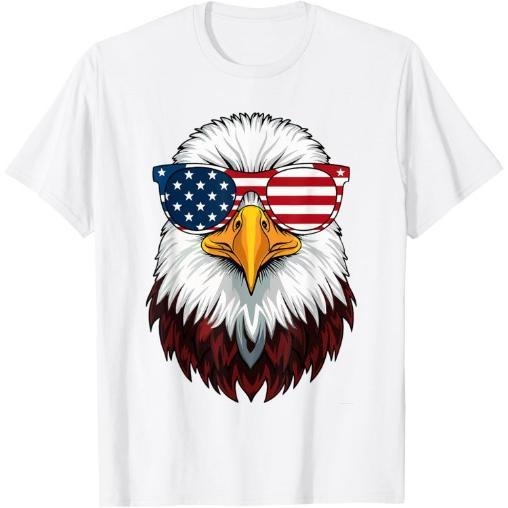 American Flag Patriotic Eagle Shirt Men 4th of July T-Shirt Made in USA