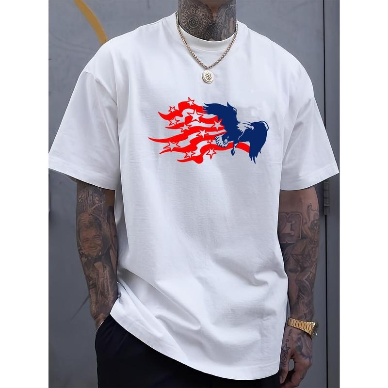 American Flag Printed T-shirt, Men'WB shield T-shirt, Summer Casual Short Sleeve T-shirt Hoodie, Sweatshirt | DripVista.com