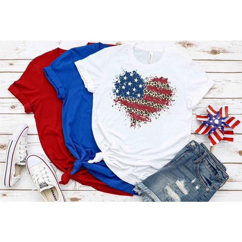 American Flag Shirt, American Flag Heart Shirt, Patriotic Shirt, USA Shirt, 4th of July Shirt, July 4th Shirt, Women's American Flag Shirt style 02