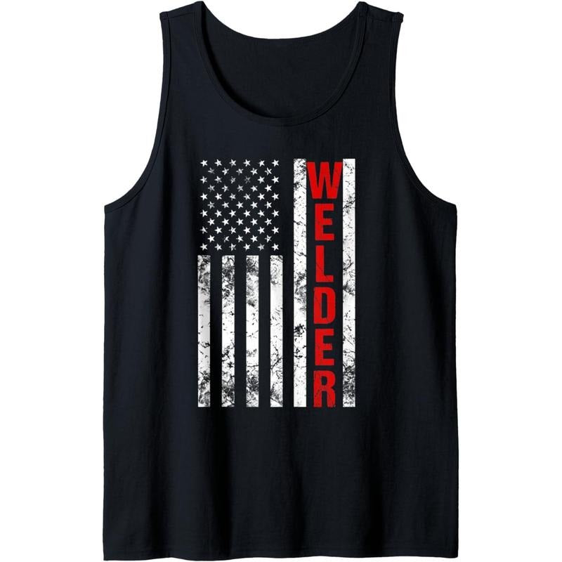 American Flag Welder Tank Top