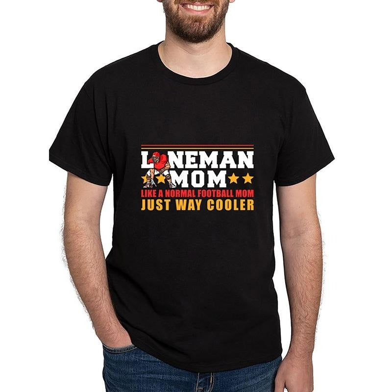 American Football Offensive Line Player Mother Funny Men's Short Sleeve Pattern T-Shirt Collection, Black Made in USA...