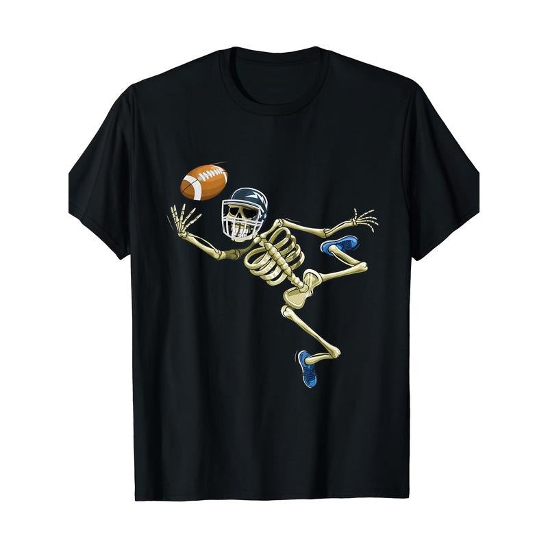 American Football Skeleton Halloween Men's Football Fan T-shirt, men's T-shirt made in usa Hoodie, Sweatshirt | DripVista.com