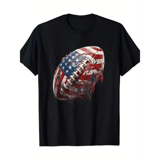 American Football Us Flag T-Shirt, Men's T-Shirt, 220g made in usa
