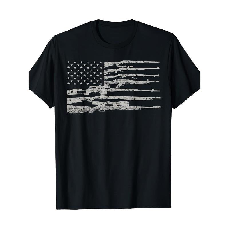 American flag T-shirt with machine gun Made in USA Hoodie, Sweatshirt | DripVista.com