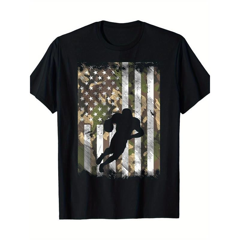 American flag football player retro patriotic t-shirt, men's t-shirt, 220g made in usa Hoodie, Sweatshirt | DripVista.com