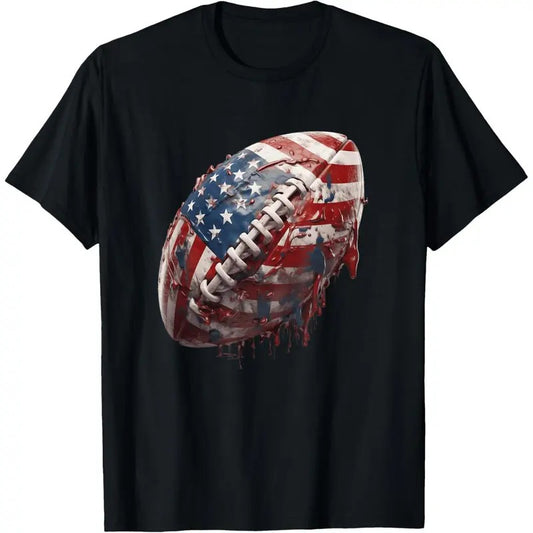 American football Us Flag T-Shirt made in usa