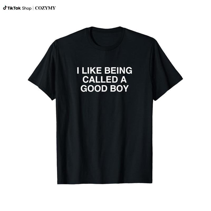 American-style high street Men'WB shield Funny "Swoosh Like Being Called WB shield Good Boy" Graphic T-Shirt - Black...