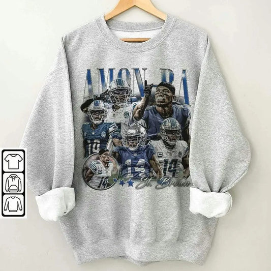 Amon-Ra St. Brown Shirt, Football American Graphic Vintage, Football 90s Bootleg Gift Fan Unisex Sweatshirt