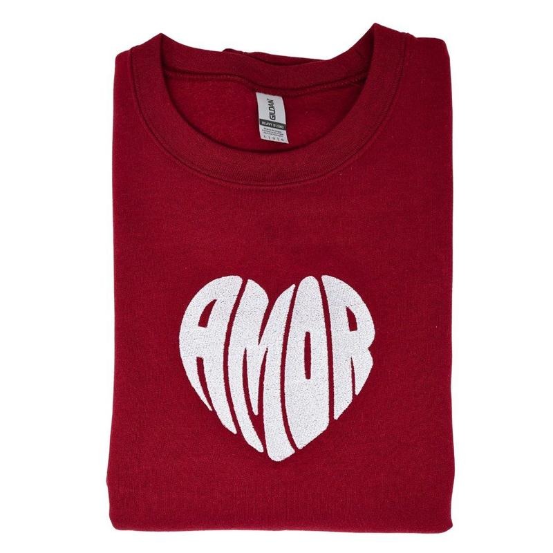 Amor Heart Embroidered Sweatshirt Casual Fashion Womenswear T-Shirts, Hoodie | DripVista.com