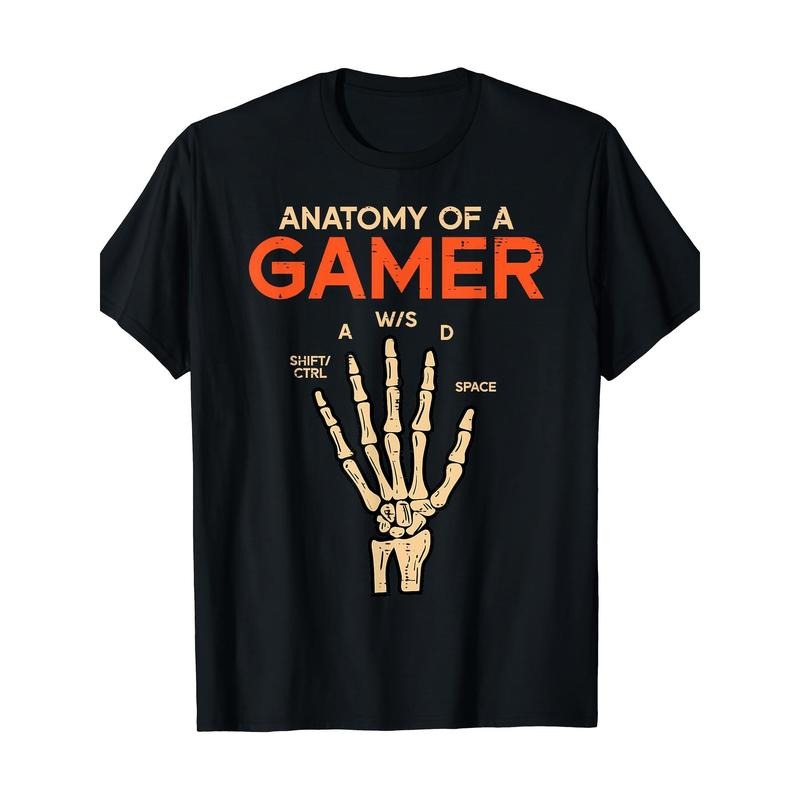 Anatomy Of A Gamer Skeleton Hand Funny Men T-Shirt Made in USA Graphic Hoodie, Sweatshirt | DripVista.com