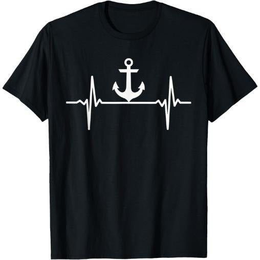 Anchor Heartbeat Funny Clothing Pulse Sailing Boat Sea Sail T-Shirt Made in USA Hoodie, Sweatshirt | DripVista.com