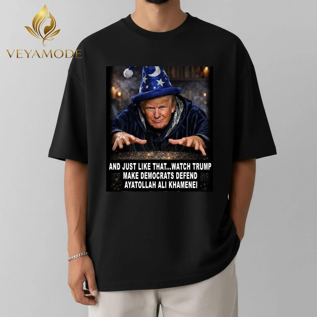 And just like that watch Trump make Democrats defend Ayatollah Ali Khamenei tee