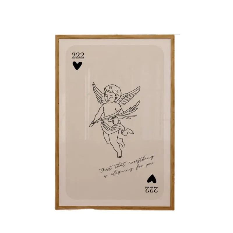 Angel Number 222 Playing Card Print Poster, Cherub Angel Print, Gifts For Bestie Bff Art Prints, Poster Prints No Frame, Home Decoration, Poster For Room, Gifts For Birthday Christmas Landscape Ornaments
